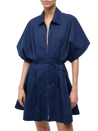 Staud Women's Cori Zip Mini-Shirtdress - Navy - Size XL | Thumbnail 5 Staud Women's Cori Zip Mini-Shirtdress - Navy - Size XL | Thumbnail 5