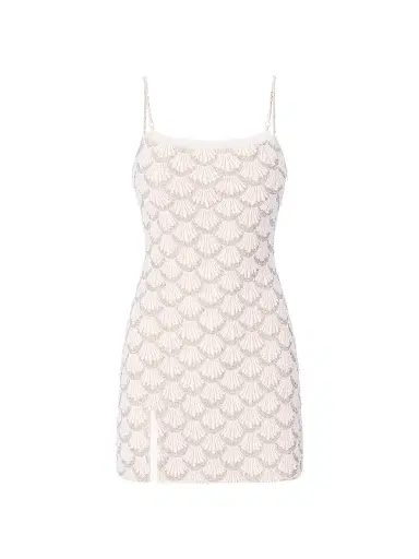 Staud Women's Las Palmas Beaded Minidress - Pearl - Size Large | Thumbnail 1 Staud Women's Las Palmas Beaded Minidress - Pearl - Size Large | Thumbnail 1