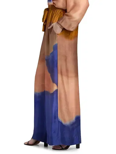 Ulla Johnson Women's Julien Tie-Dye Silk Wide-Leg Pants - Moontide - Size 10 | Thumbnail 4 Ulla Johnson Women's Julien Tie-Dye Silk Wide-Leg Pants - Moontide - Size 10 | Thumbnail 4