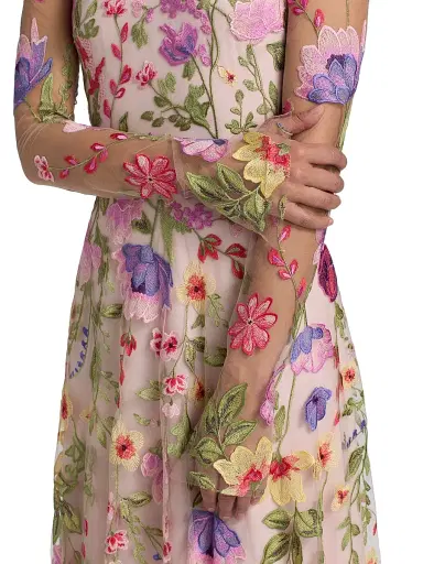 Naeem Khan Women's Floral-Embroidered Gown - Pink And Multi - Size 2 | Thumbnail 6 Naeem Khan Women's Floral-Embroidered Gown - Pink And Multi - Size 2 | Thumbnail 6
