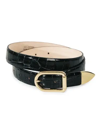 Déhanche Women's Resort Mija Croc-Embossed Leather Belt - Black Croco Gold | Thumbnail 3 Déhanche Women's Resort Mija Croc-Embossed Leather Belt - Black Croco Gold | Thumbnail 3