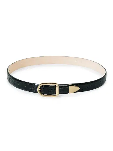 Déhanche Women's Resort Mija Croc-Embossed Leather Belt - Black Croco Gold | Thumbnail 1 Déhanche Women's Resort Mija Croc-Embossed Leather Belt - Black Croco Gold | Thumbnail 1