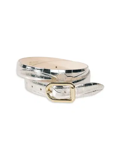 Déhanche Women's Resort Mija Croc-Embossed Leather Belt - Silver Croco Gold Hardware | Thumbnail 1 Déhanche Women's Resort Mija Croc-Embossed Leather Belt - Silver Croco Gold Hardware | Thumbnail 1