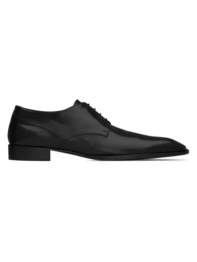 Saint Laurent Men's Stanton Derbies in Glazed Leather - Nero - Size 13 | Thumbnail 1 Saint Laurent Men's Stanton Derbies in Glazed Leather - Nero - Size 13 | Thumbnail 1