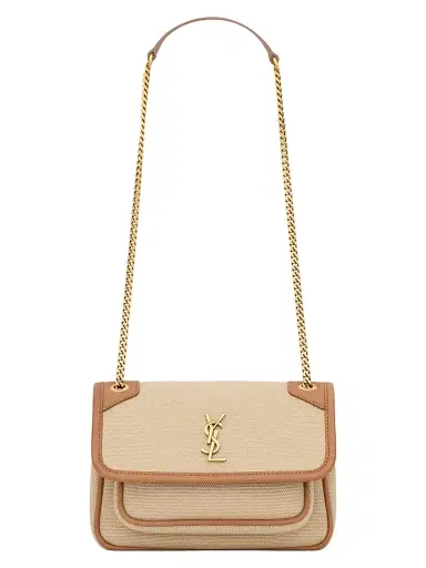 Saint Laurent Women's Niki Mini Shoulder Bag in Canvas and Leather - Desert Dust Brick | Thumbnail 1 Saint Laurent Women's Niki Mini Shoulder Bag in Canvas and Leather - Desert Dust Brick | Thumbnail 1