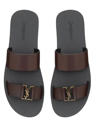 Saint Laurent Men's Babylone Slides in Smooth Leather - Ultra Dark Brown - Size 8.5 | Thumbnail 3 Saint Laurent Men's Babylone Slides in Smooth Leather - Ultra Dark Brown - Size 8.5 | Thumbnail 3