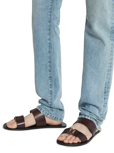 Saint Laurent Men's Babylone Slides in Smooth Leather - Ultra Dark Brown - Size 8.5 | Thumbnail 4 Saint Laurent Men's Babylone Slides in Smooth Leather - Ultra Dark Brown - Size 8.5 | Thumbnail 4