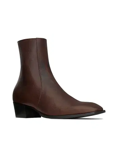 Saint Laurent Men's Stanton Boots in Grained Leather - Paris Brown - Size 9 | Thumbnail 2 Saint Laurent Men's Stanton Boots in Grained Leather - Paris Brown - Size 9 | Thumbnail 2