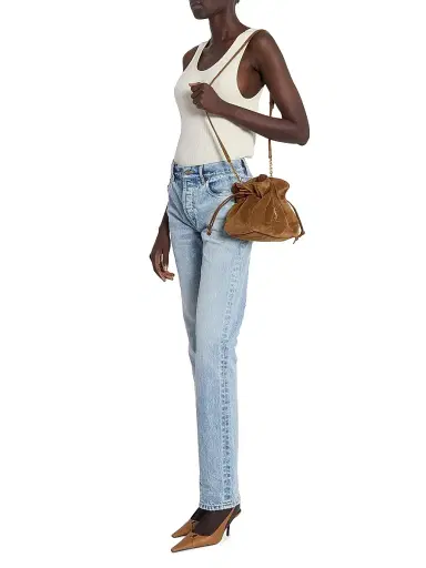 Saint Laurent Women's Jamie Shoulder Bag in Suede Leather - Caramel Cognac | Thumbnail 2 Saint Laurent Women's Jamie Shoulder Bag in Suede Leather - Caramel Cognac | Thumbnail 2