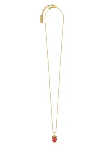 Saint Laurent Women's Strawberry Necklace in Enamel and Metal - Green Red And Gold | Thumbnail 1 Saint Laurent Women's Strawberry Necklace in Enamel and Metal - Green Red And Gold | Thumbnail 1