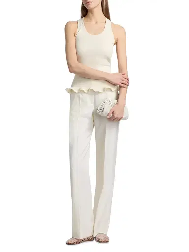 Stella McCartney Women's Frilled Hem Rib-Knit Tank - Cream | Thumbnail 2 Stella McCartney Women's Frilled Hem Rib-Knit Tank - Cream | Thumbnail 2