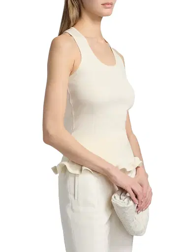 Stella McCartney Women's Frilled Hem Rib-Knit Tank - Cream | Thumbnail 4 Stella McCartney Women's Frilled Hem Rib-Knit Tank - Cream | Thumbnail 4