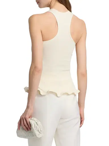 Stella McCartney Women's Frilled Hem Rib-Knit Tank - Cream | Thumbnail 5 Stella McCartney Women's Frilled Hem Rib-Knit Tank - Cream | Thumbnail 5