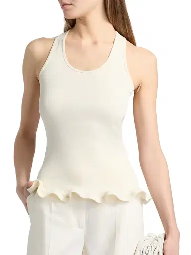Stella McCartney Women's Frilled Hem Rib-Knit Tank - Cream | Thumbnail 6 Stella McCartney Women's Frilled Hem Rib-Knit Tank - Cream | Thumbnail 6