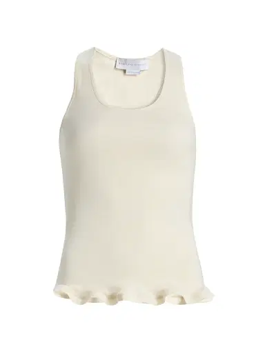 Stella McCartney Women's Frilled Hem Rib-Knit Tank - Cream | Thumbnail 1 Stella McCartney Women's Frilled Hem Rib-Knit Tank - Cream | Thumbnail 1