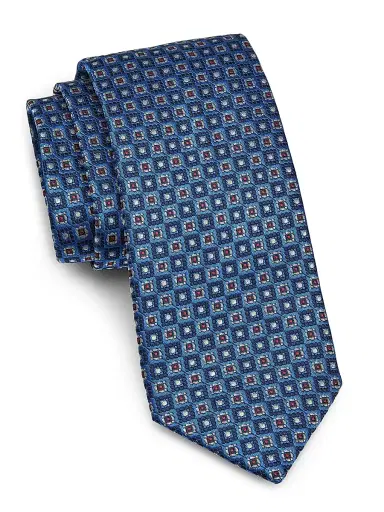 Canali Men's Medallion Silk Tie - Blue | Thumbnail 1 Canali Men's Medallion Silk Tie - Blue | Thumbnail 1
