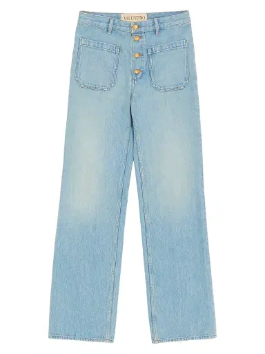 Valentino Garavani Men's Denim Jeans with Gold Buttons - Denim | Thumbnail 1 Valentino Garavani Men's Denim Jeans with Gold Buttons - Denim | Thumbnail 1