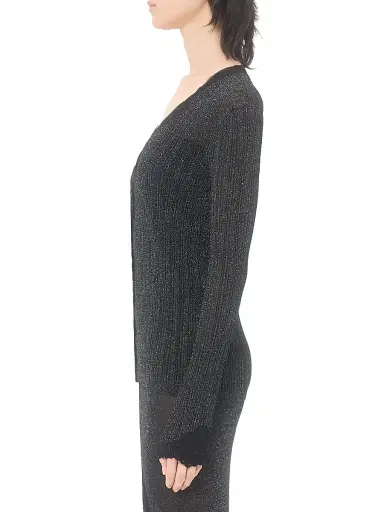 Valentino Garavani Women's Lurex Knit Cardigan with Lace - Black Silver - Size XS | Thumbnail 3 Valentino Garavani Women's Lurex Knit Cardigan with Lace - Black Silver - Size XS | Thumbnail 3