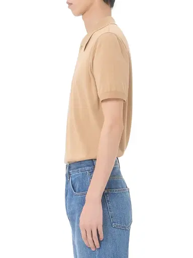 Valentino Garavani Men's Wool Polo Shirt with VLogo Embroidery - Beige | Thumbnail 3 Valentino Garavani Men's Wool Polo Shirt with VLogo Embroidery - Beige | Thumbnail 3
