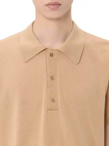 Valentino Garavani Men's Wool Polo Shirt with VLogo Embroidery - Beige | Thumbnail 5 Valentino Garavani Men's Wool Polo Shirt with VLogo Embroidery - Beige | Thumbnail 5
