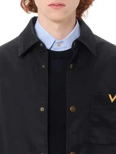 Valentino Garavani Men's Nylon Shirt Jacket with VGold - Black - Size 40 | Thumbnail 5 Valentino Garavani Men's Nylon Shirt Jacket with VGold - Black - Size 40 | Thumbnail 5
