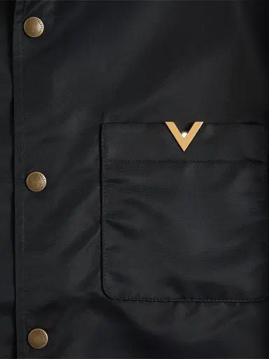 Valentino Garavani Men's Nylon Shirt Jacket with VGold - Black - Size 40 | Thumbnail 6 Valentino Garavani Men's Nylon Shirt Jacket with VGold - Black - Size 40 | Thumbnail 6