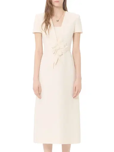 Valentino Garavani Women's Embroidered Crepe Couture Dress - | Thumbnail 2 Valentino Garavani Women's Embroidered Crepe Couture Dress - | Thumbnail 2