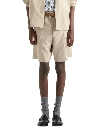 Prada Men's Cotton Bermuda Shorts - Beige Khaki | Thumbnail 2 Prada Men's Cotton Bermuda Shorts - Beige Khaki | Thumbnail 2