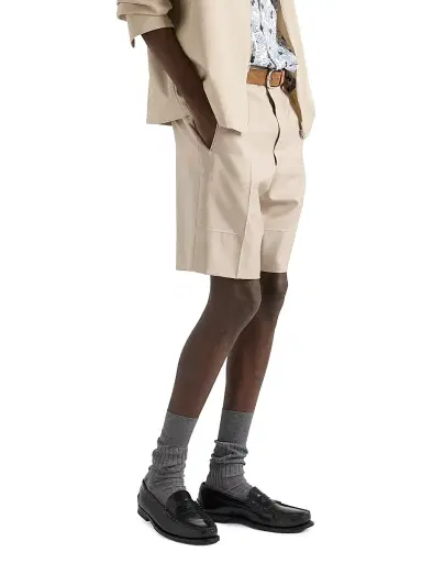 Prada Men's Cotton Bermuda Shorts - Beige Khaki | Thumbnail 3 Prada Men's Cotton Bermuda Shorts - Beige Khaki | Thumbnail 3