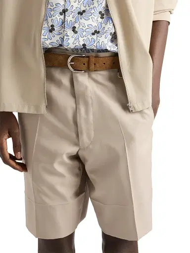 Prada Men's Cotton Bermuda Shorts - Beige Khaki | Thumbnail 5 Prada Men's Cotton Bermuda Shorts - Beige Khaki | Thumbnail 5