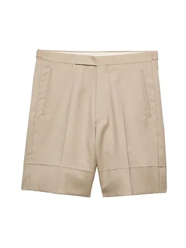 Prada Men's Cotton Bermuda Shorts - Beige Khaki | Thumbnail 1 Prada Men's Cotton Bermuda Shorts - Beige Khaki | Thumbnail 1