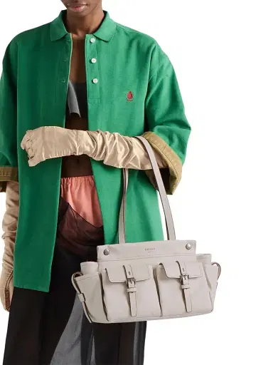 Prada Women's Route Medium Leather Tote Bag - Beige Khaki | Thumbnail 3 Prada Women's Route Medium Leather Tote Bag - Beige Khaki | Thumbnail 3