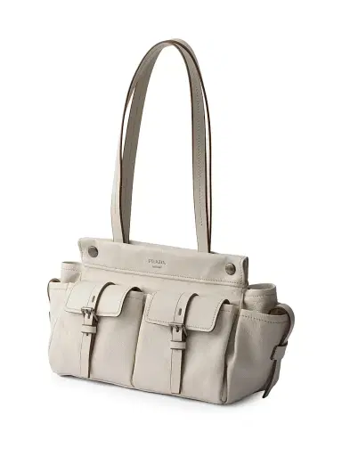 Prada Women's Route Medium Leather Tote Bag - Beige Khaki | Thumbnail 5 Prada Women's Route Medium Leather Tote Bag - Beige Khaki | Thumbnail 5