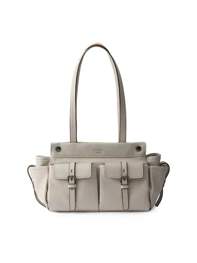 Prada Women's Route Medium Leather Tote Bag - Beige Khaki | Thumbnail 1 Prada Women's Route Medium Leather Tote Bag - Beige Khaki | Thumbnail 1