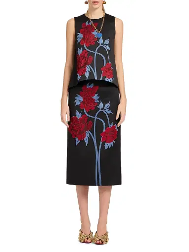 La DoubleJ Women's La Scala Top - Peonies Jacquard Blue | Thumbnail 4 La DoubleJ Women's La Scala Top - Peonies Jacquard Blue | Thumbnail 4