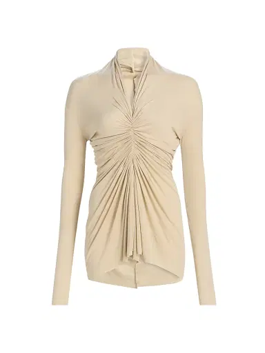 Rick Owens Women's Radiance Ruched Long-Sleeve Top | Thumbnail 1 Rick Owens Women's Radiance Ruched Long-Sleeve Top | Thumbnail 1