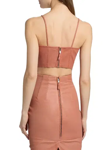 Rick Owens Women's Leather Crop Top - Coral | Thumbnail 5 Rick Owens Women's Leather Crop Top - Coral | Thumbnail 5