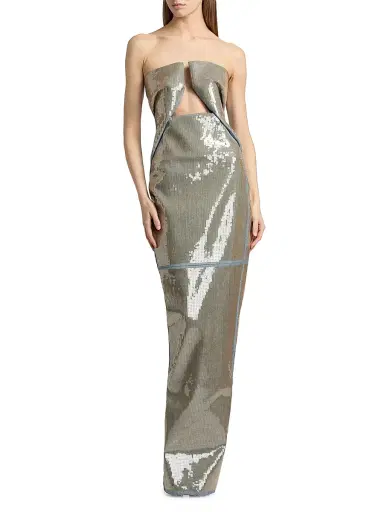 Rick Owens Women's Temple Prong Sequined Gown - Blue Sand - Size 6 | Thumbnail 2 Rick Owens Women's Temple Prong Sequined Gown - Blue Sand - Size 6 | Thumbnail 2