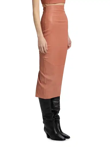 Rick Owens Women's Dirt Pillar Leather Skirt - Coral | Thumbnail 4 Rick Owens Women's Dirt Pillar Leather Skirt - Coral | Thumbnail 4