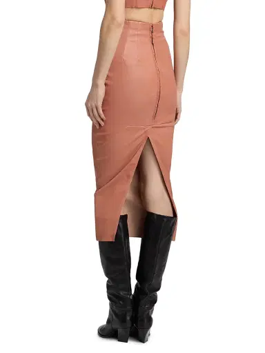 Rick Owens Women's Dirt Pillar Leather Skirt - Coral | Thumbnail 5 Rick Owens Women's Dirt Pillar Leather Skirt - Coral | Thumbnail 5