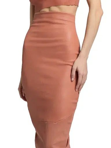 Rick Owens Women's Dirt Pillar Leather Skirt - Coral | Thumbnail 6 Rick Owens Women's Dirt Pillar Leather Skirt - Coral | Thumbnail 6