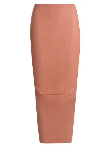 Rick Owens Women's Dirt Pillar Leather Skirt - Coral | Thumbnail 1 Rick Owens Women's Dirt Pillar Leather Skirt - Coral | Thumbnail 1