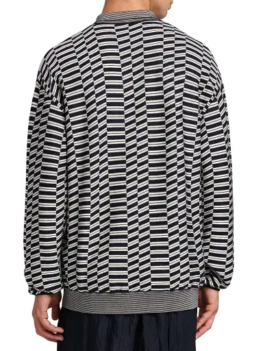 Giorgio Armani Men's Geometric-Print Virgin Wool-Blend Polo Sweater - Solid Medieval | Thumbnail 5 Giorgio Armani Men's Geometric-Print Virgin Wool-Blend Polo Sweater - Solid Medieval | Thumbnail 5