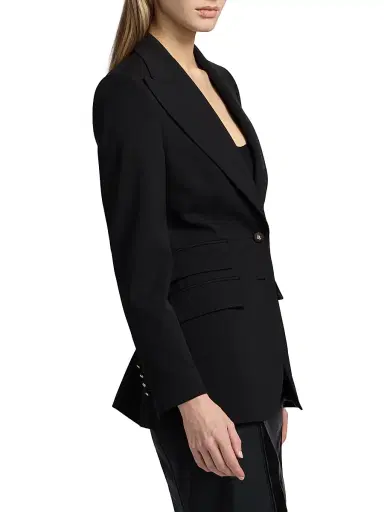 Dolce & Gabbana Women's Stretch-Wool Two-Button Blazer - Nero | Thumbnail 4 Dolce & Gabbana Women's Stretch-Wool Two-Button Blazer - Nero | Thumbnail 4