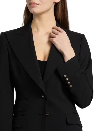 Dolce & Gabbana Women's Stretch-Wool Two-Button Blazer - Nero | Thumbnail 6 Dolce & Gabbana Women's Stretch-Wool Two-Button Blazer - Nero | Thumbnail 6
