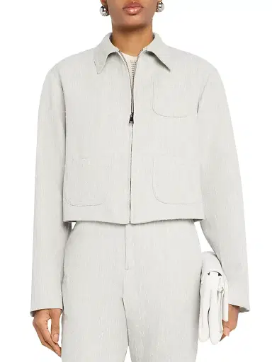 Fabiana Filippi Women's Slubbed Tailoring Boxi Jacket - Ghiaccio | Thumbnail 2 Fabiana Filippi Women's Slubbed Tailoring Boxi Jacket - Ghiaccio | Thumbnail 2