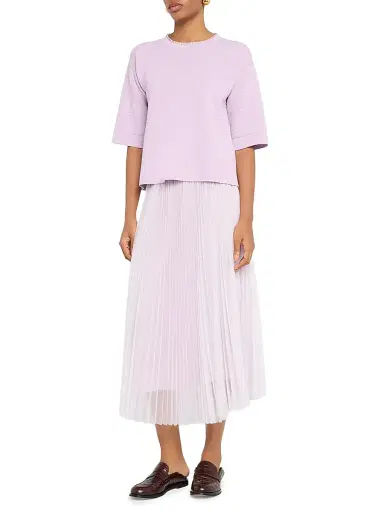 Fabiana Filippi Women's Basket Weave Short-Sleeve Sweater - Rosa Lilla | Thumbnail 2 Fabiana Filippi Women's Basket Weave Short-Sleeve Sweater - Rosa Lilla | Thumbnail 2