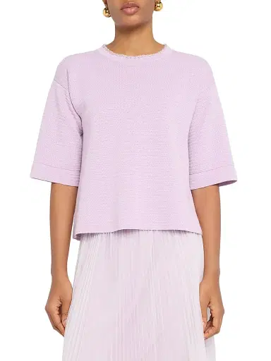 Fabiana Filippi Women's Basket Weave Short-Sleeve Sweater - Rosa Lilla | Thumbnail 3 Fabiana Filippi Women's Basket Weave Short-Sleeve Sweater - Rosa Lilla | Thumbnail 3