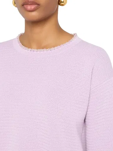 Fabiana Filippi Women's Basket Weave Short-Sleeve Sweater - Rosa Lilla | Thumbnail 5 Fabiana Filippi Women's Basket Weave Short-Sleeve Sweater - Rosa Lilla | Thumbnail 5