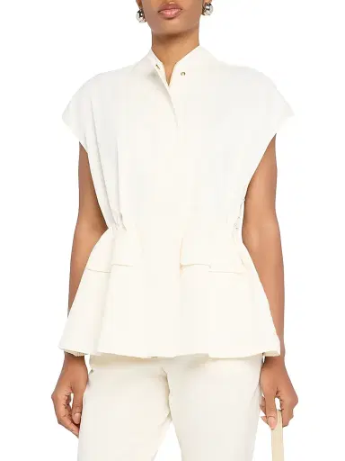 Fabiana Filippi Women's Cotton Gabardine Field Vest - Burro | Thumbnail 3 Fabiana Filippi Women's Cotton Gabardine Field Vest - Burro | Thumbnail 3